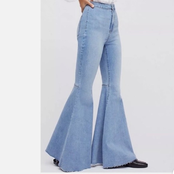 Free People Light Blue Flare Jeans - Picture 6 of 8